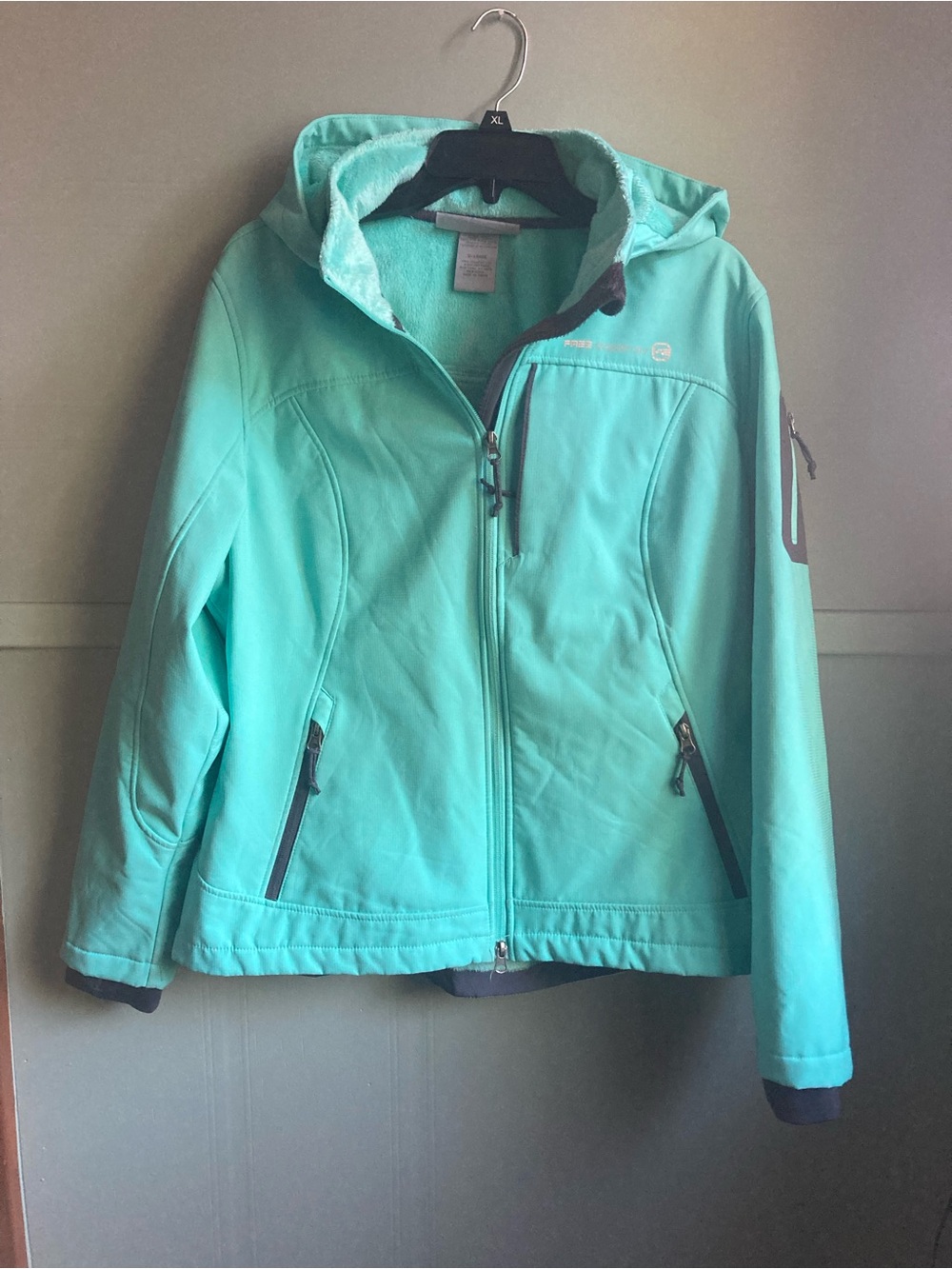 Free Country Teal Zip-Up Fleece Lined Jacket with Hood Women’s Size XL